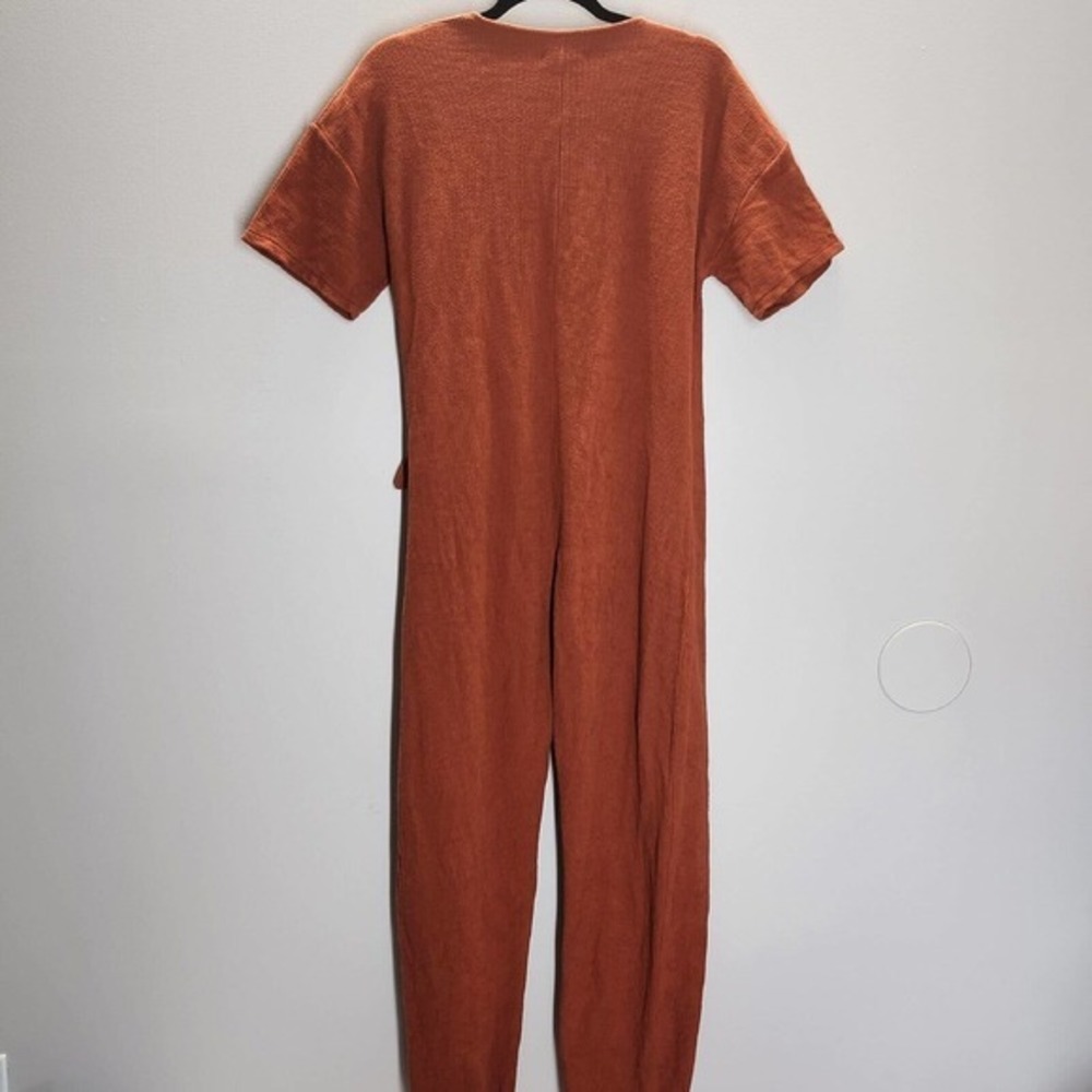 Madewell Wrap Jumpsuit Orange Textured Knit Tie-Knot Size Medium - Picture 6 of 9